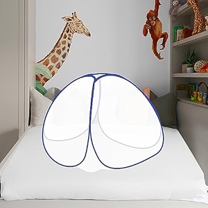 foldable baby mosquito net for 0 to 36 months year old baby with 3ft x 3ft x 25ft size baby blue