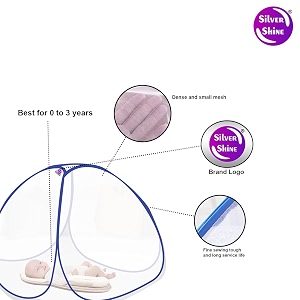 foldable baby mosquito net for 0 to 36 months year old baby with 3ft x 3ft x 25ft size purple