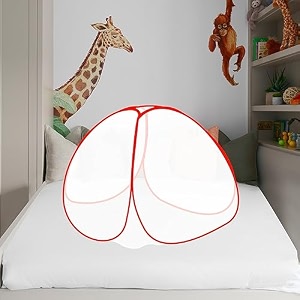 foldable baby mosquito net for 0 to 36 months year old baby with 3ft x 3ft x 25ft size red