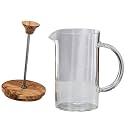 Manual Press Coffee Maker, Borosilicate Glass with Wooden Lid, Kettle
