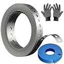 Galvanized Metal Pipe Strap 3/4" 32.8FT, 32-Gauge - Metal Hanger Strapping with Holes for Pipe Support, Flexible Trimming | Includes Storage Case & Gloves