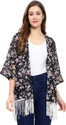 Galwiz Women Straight 3/4th Sleeve Black Shrug
