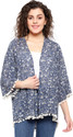 Galwiz Women 3/4th Sleeve Blue Shrug