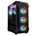 GAMDIAS ATX Mid Tower Gaming Computer PC Case Tempered Glass, Built-in 4X 120mm ARGB Case Fans, Front Airflow Mesh, Up to 6x120mm Fans, 340mm GPU/VGA, 360mm AIO/Radiator, 160mm CPU Cooler