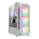 GAMDIAS White ATX Mid Tower Gaming Computer PC Case w/Tempered Glass, Built-in 4X 120mm ARGB Fans, Support Up to 6X 120mm Fans, 360mm AIO/Radiator, 340mm GPU/VGA, 160mm CPU Air Cooler