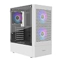GAMDIAS White RGB Gaming ATX Mid Tower Computer PC Case with Side Tempered Glass and Excellent Airflow Design &amp; 3 Built-in 120mm ARGB Fans