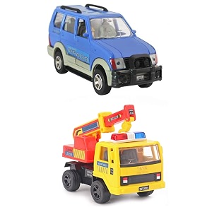 combo toys of prado car blue and crane toys  pull back action toys  set of 2