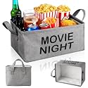 Game Night Gift Basket, Grey Black Reusable Snack Tray with Handles