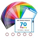 GAMENOTE 70 Pack Dry Erase Pockets, 10x14 Reusable Sleeves, 10 Colors