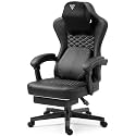 Gamer Chairs for Adults, Ergonomic Gaming Chair with Massager & Footrest, Video Game Chairs with Swivel Seat and Headrest (Black)