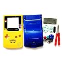 Gametown Replacement Full Housing Shell Case Cover Pack with Screwdriver Buttons for Game boy Color GBC Repair Part-Yellow&Blue.
