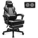Gaming Chair for Adult, Computer Chair with Footrest Video Game Chair Big and Tall Gaming Chair with Massage Lumbar Support, Adjustable Height and 360° Swivel Seat(Grey)