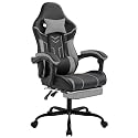Gaming Chair with Footrest, High Back Ergonomic Computer Chair, Height Adjustable Game Chair with Headrest and Lumbar Support for Office or Gaming (Black+Gray)