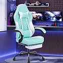 Gaming Chair with Footrest, High Back Ergonomic Computer Chair, Height Adjustable Game Chair with Headrest and Lumbar Support for Office or Gaming (Green with Massage)