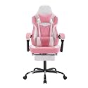 Gaming Chair with Footrest, High Back Ergonomic Computer Chair, Height Adjustable Game Chair with Headrest and Lumbar Support for Office or Gaming (Pink)