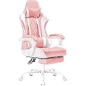 Gaming Chair with Footrest and Massage Lumbar Support, Ergonomic High Back Video Game Chair with Swivel Seat and Headrest