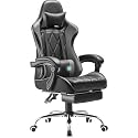 Gaming Chair with Footrest and Massage Lumbar Support, Ergonomic High Back Video Game Chair with Swivel Seat and Headrest