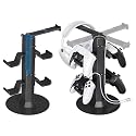Gaming Controller & Headset Holder Stand for Desk, with Charger Cable Organizer Headphone Stand for PS5/ Xbox/ PS4/ Switch, Metal Base Controller Hook for Storage with 360° Rotatable Hanger- 2 Tiers