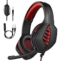 Gaming Headset with Microphone - for PC, PS4, PS5, Xbox One, Xbox Series X|S - 3.5mm Jack Gamer Headphone with Noise Canceling Mic - Black&amp;Red