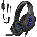 Gaming Headset with Microphone - for PC, PS4, PS5, Xbox One, Xbox Series X|S - 3.5mm Jack Gamer Headphone with Noise Canceling Mic - Black&Blue