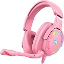 Jimonyer Gaming Headset for PS5 PS4 Xbox Series X|S PC Switch (Pink)