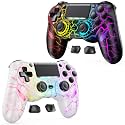 GamingBoy 2 Pack Light-up Wireless Controller for PS4/PC (Black and White)