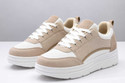 GANARRUK Womens Beige White Casual Sneakers 