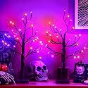 Ganeen 2 Pcs 24 Inch Halloween Black Light up Trees Indoor Decorations