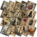 Ganeen 60 Pcs 10 x 10 Inch Black Gothic Halloween Quilting Fabric Squares