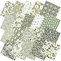 Ganeen 60 Pcs 10 x 10 Inch Cottagecore Sage Green Quilting Fabric Squares