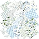 Ganeen 60 Pcs 10 x 10 Inch Blue Hydrangea Floral Quilting Fabric Squares