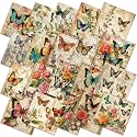 Ganeen 60 Pcs 10 x 10 Inch Vintage Butterfly Floral Quilting Fabric Squares