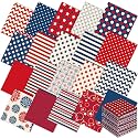 Ganeen 60 Pcs 10 x 10 Inch Vintage Red White Blue Quilting Fabric Squares