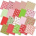 Ganeen 60 Pcs 10 x 10 Inch Summer Strawberry Quilting Fabric Squares