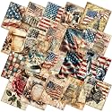 Ganeen 60 Pcs 10 x 10 Inch Vintage Red White Blue Quilting Fabric Squares