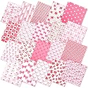 Ganeen 60 Pcs 10 x 10 Inch Coquette Pink Bows Quilting Fabric Squares