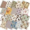 Ganeen 60 Pcs 10 x 10 Inch Vintage Highland Cow Quilting Fabric Squares