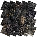 Ganeen 60 Pcs 10 x 10 Inch Black Gothic Halloween Quilting Fabric Squares