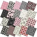 Ganeen 60 Pcs 10 x 10 Inch Pink Gothic Halloween Quilting Fabric Squares