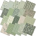 Ganeen 60 Pcs 10 x 10 Inch Cottagecore Sage Green Quilting Fabric Squares