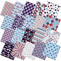 Ganeen 60 Pcs 10 x 10 Inch Patriotic Red White Blue Quilting Fabric Squares