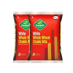 ganesh white whole wheat chakki atta 1 kg pack of 2 lighter color softer texture and milder flavor