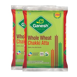 ganesh whole wheat chakki atta 1kg pack of 2