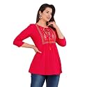 Ganga febtex Women39s Rayon Embroidered Short KurtiTops