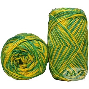ganga g-ball green parrot mix 200 gm wool ball hand knitting woolart craft soft fingering crochet hook yarn needle knitting yarn thread dyed sd