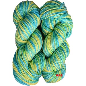 mg enterprise os wal multi green 300 gm wool hank hand knitting woolart craft soft fingering crochet hook yarn needle knitting yarn thread dye z