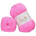 GANGA Spring Deep Pink 200 GMS Wool Ball Hand Knitting Wool/Art Craft Soft Fingering Crochet Hook Yarn, Needle Knitting Yarn Thread Dyed-FC Art-AEGC
