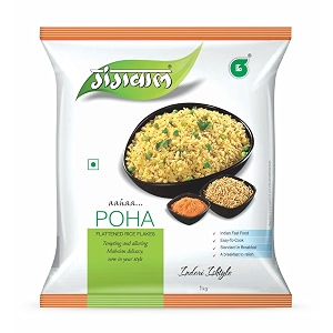 gangwal poha 1kg  premium flattened rice flakes  aval  atukulu  avalakki  chiwda  indori ishtyle  100 natural  easy to cook  rich in protein  healthy breakfast  no preservatives