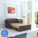 Ganpati Arts Oslo Sheesham Wood Sofa Bed For Home with Mini Storage and Side Pockets | 2 Seater Double Solid Wood Pull Out Sofa Cum Bed
