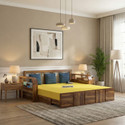 Ganpati Arts Scott Sheesham Wood Sofa Bed For Home with Mini Storage and Side Pockets | 3 Seater Double Solid Wood Pull Out Sofa Cum Bed